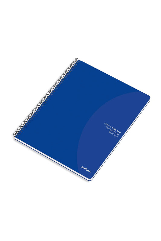 Ámbar | Cuaderno espiral | Funda A5 con forro azul. 