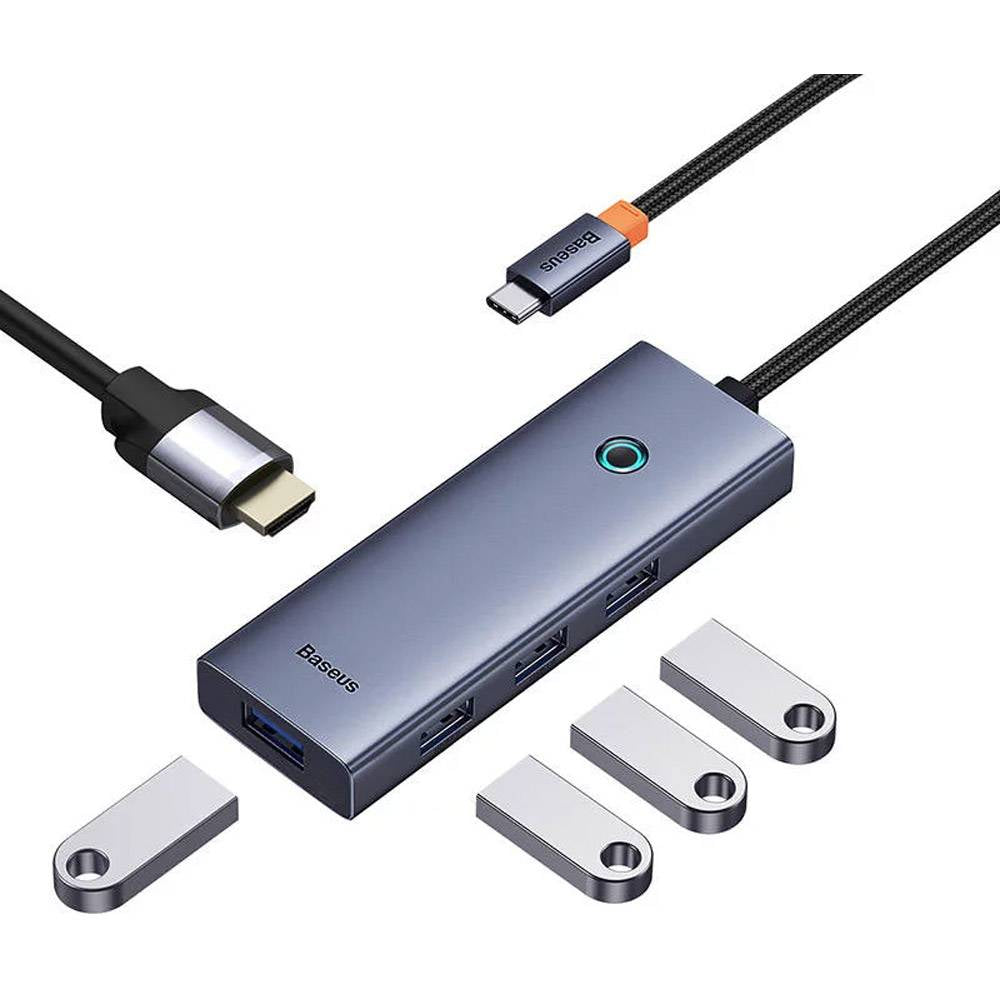 Baseus | Adaptador USB-C Baseus Flite 5-in-1 | Cinza