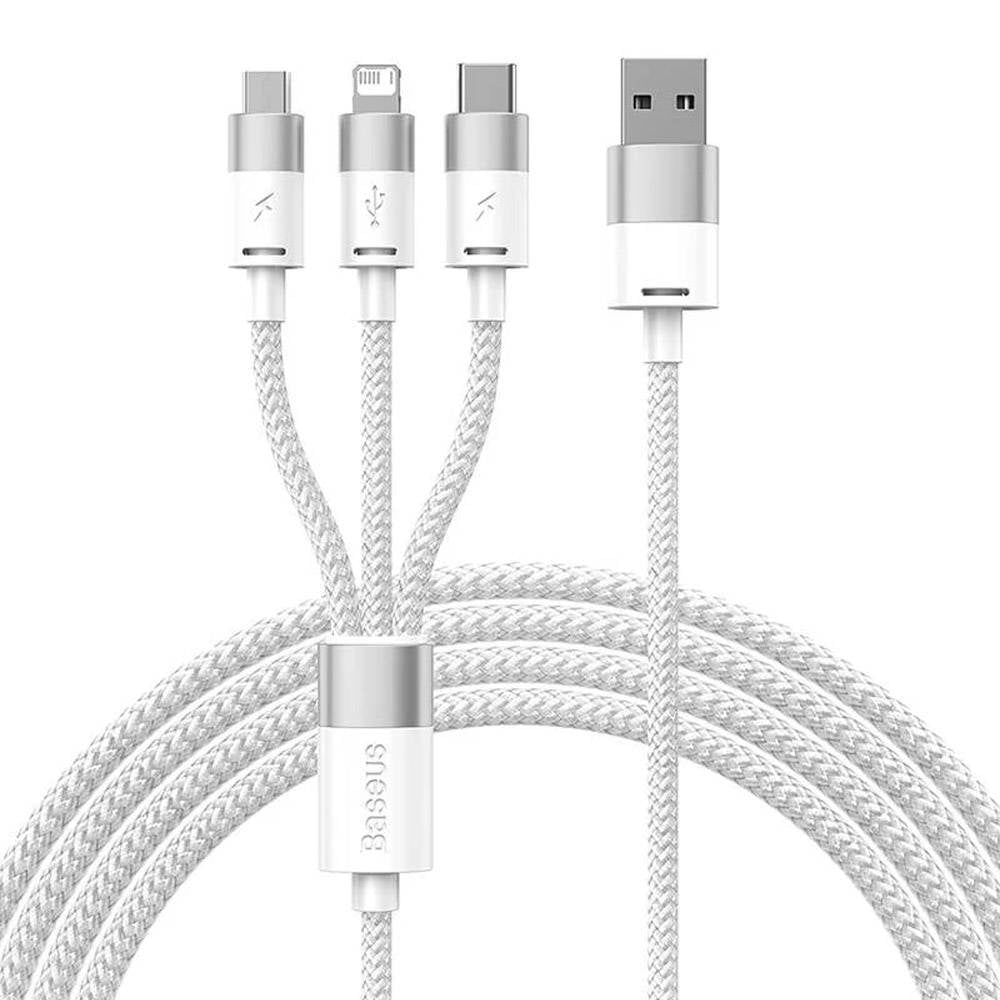 Baseus | Cabo StarSpeed USB-A p/ USB-C | MicroUSB | Lightning 1.2m Branco