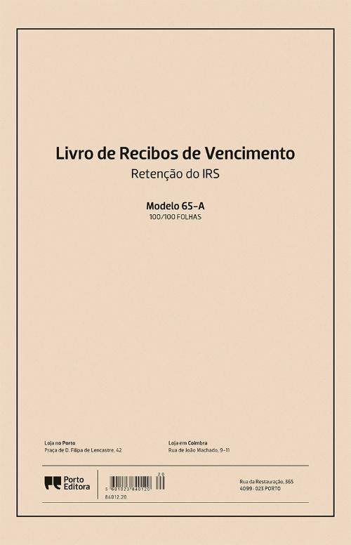 Livro de Recibos de Vencimentos Modelo 65-A 100 Fls.